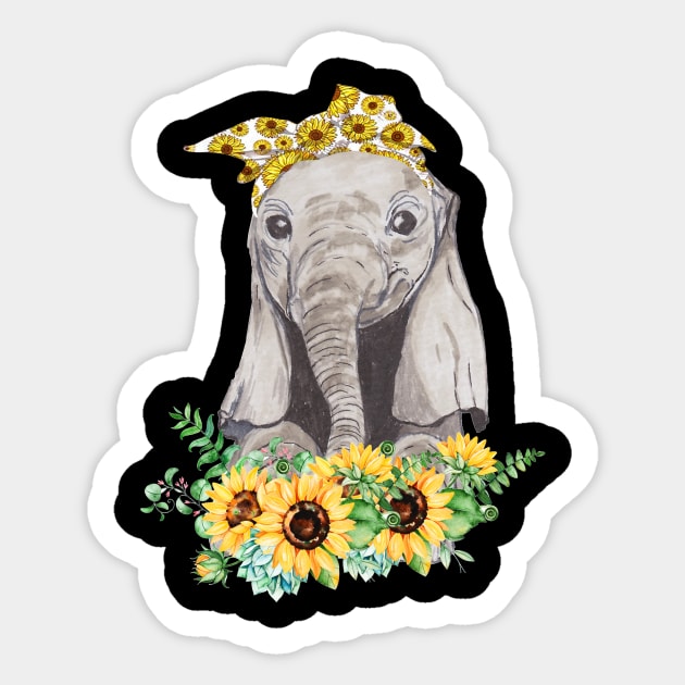 Sunflower Elephant t shirt for woman who loves elephant Sticker by Simpsonfft